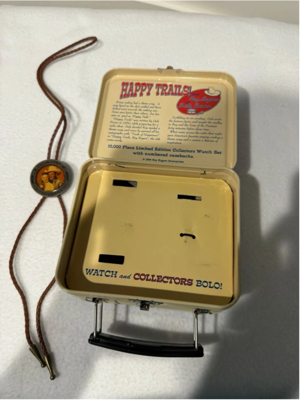 Men's Fossil Roy Rogers & Dale Evans Photo Bolo Tie, Collector Tin Box